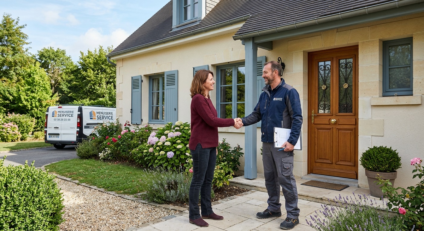 Installation de menuiserie par les techniciens APS dans une maison en Gironde